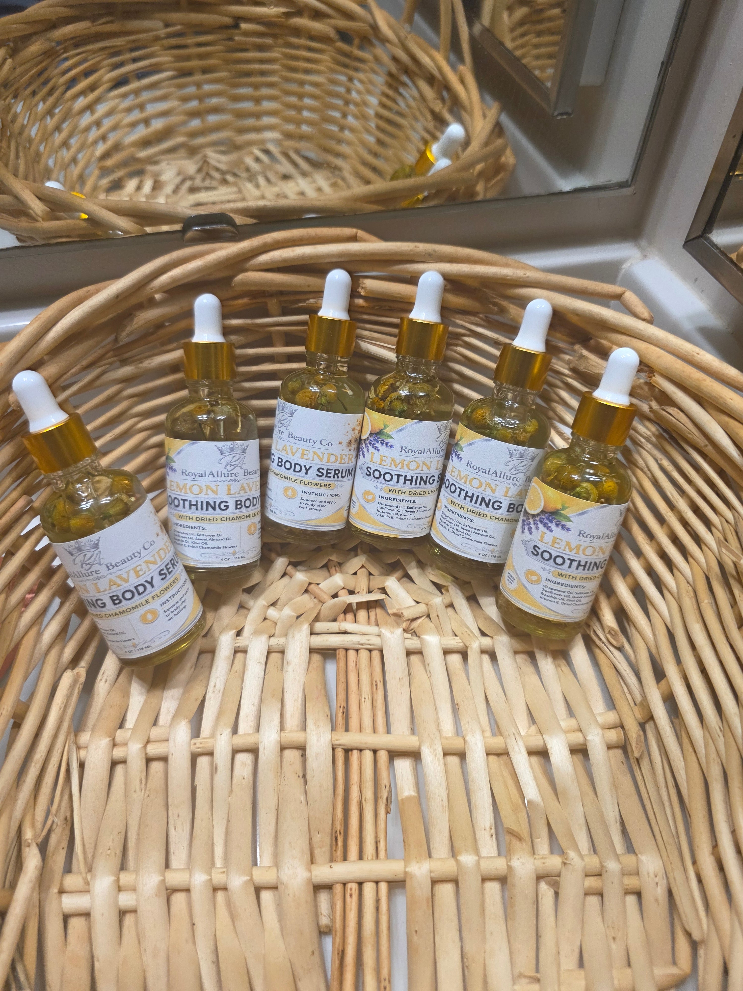 Lemon Lavender Soothing Body Serum with dried Chamomile and Calendula